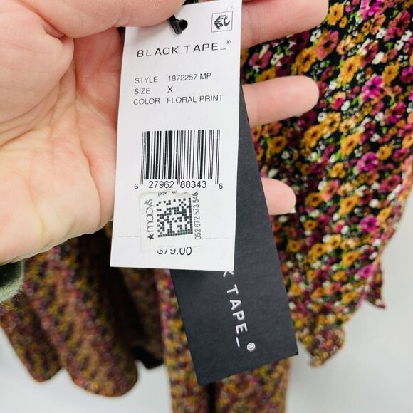 Black Tape Womens Trendy Plus Size X Floral Smocked Solid Dress Long Sleeves $79 - Picture 6 of 7